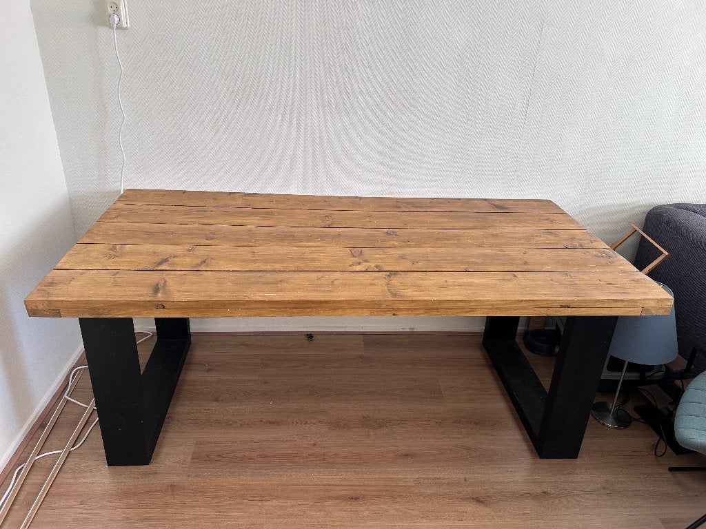 Eettafel van steigerhout, Huis en Inrichting, Tafels | Eettafels, Ophalen, Gebruikt, 200 cm of meer, 50 tot 100 cm
