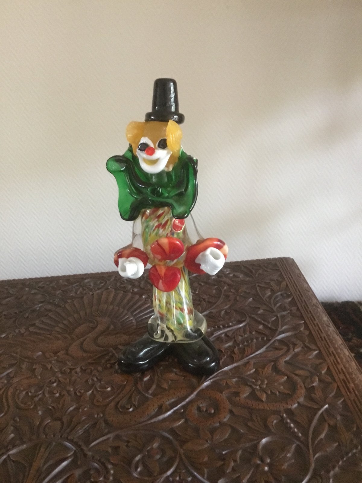 Glazen clown beeldje - Handgemaakt en kleurrijk, Antiek en Kunst, Ophalen of Verzenden