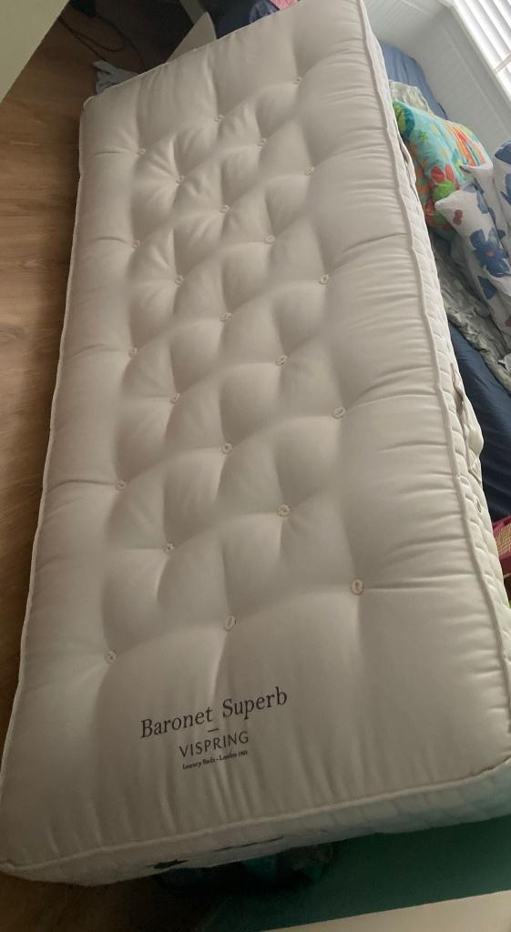 Vispring Baronet Superb  Soft 90x220 inclusief luxe topper, Ophalen, 90 cm, Eenpersoons, Zo goed als nieuw