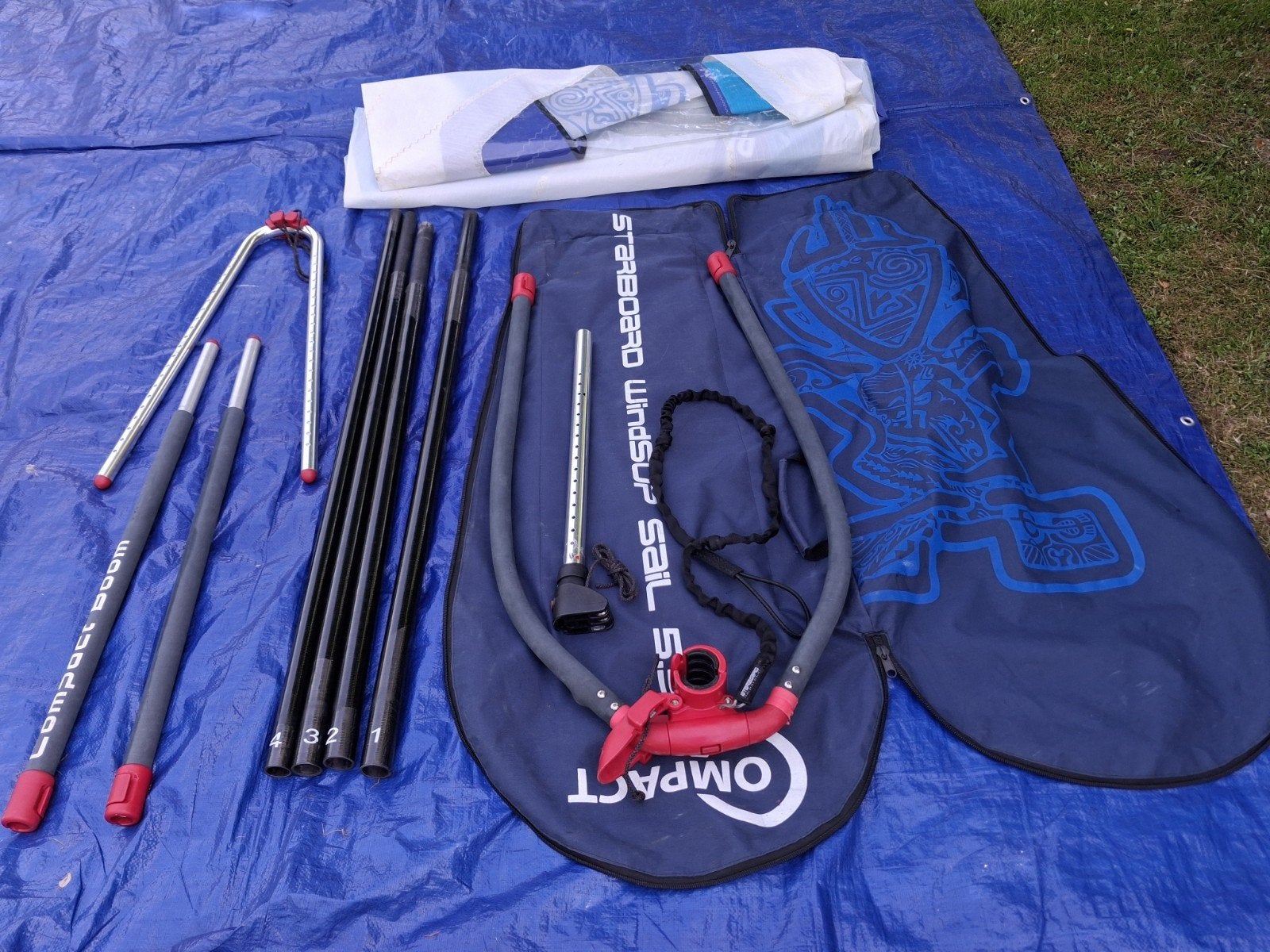 Starboard Compact Rig 5.5m2 tuigage incl baseplate  zgan, Watersport en Boten, Windsurfen, 5 tot 6.5 m², Met draagtas, Ophalen of Verzenden