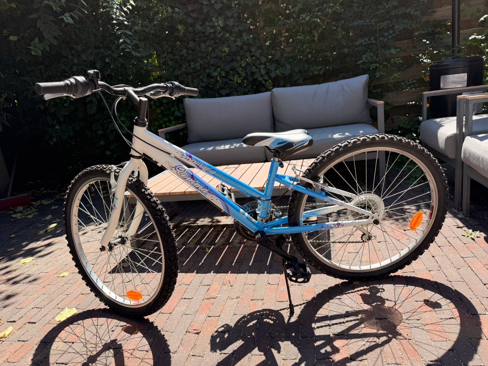 Marlin meisjes mountainbike 24 inch fiets blauw paars wit, Ophalen, Velgrem, Versnellingen, Gebruikt
