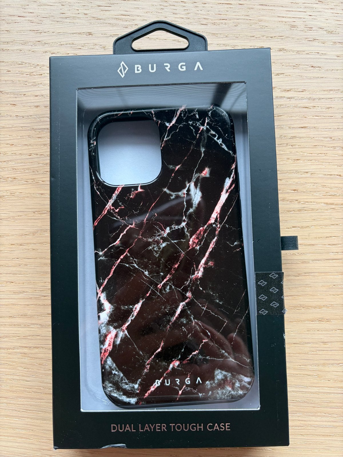 Burga Dual Layer tough case voor iPhone 12 - Zwart marmer, Kunststof, Hoesje of Tasje, Ophalen of Verzenden, IPhone 12