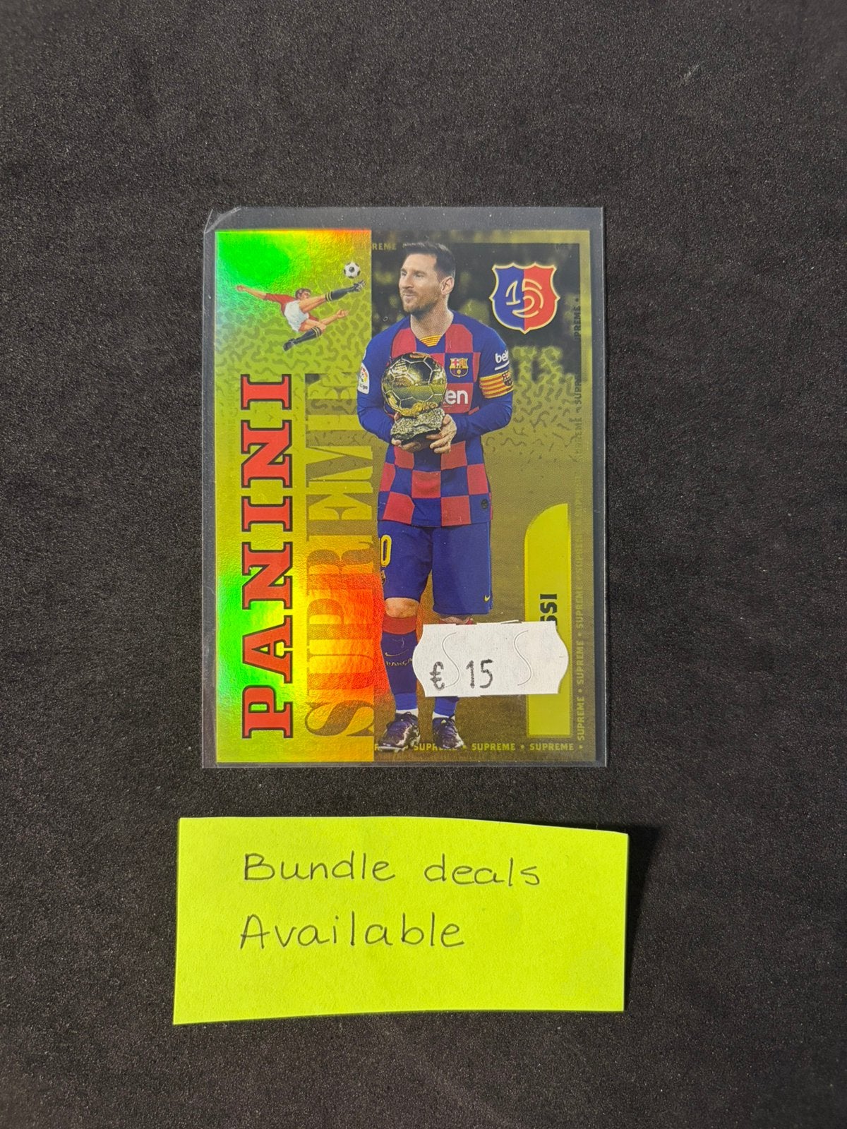 Panini club Barcelona - Messi Ballon d’or card, Ophalen of Verzenden, Zo goed als nieuw, Buitenlandse clubs, Poster, Plaatje of Sticker