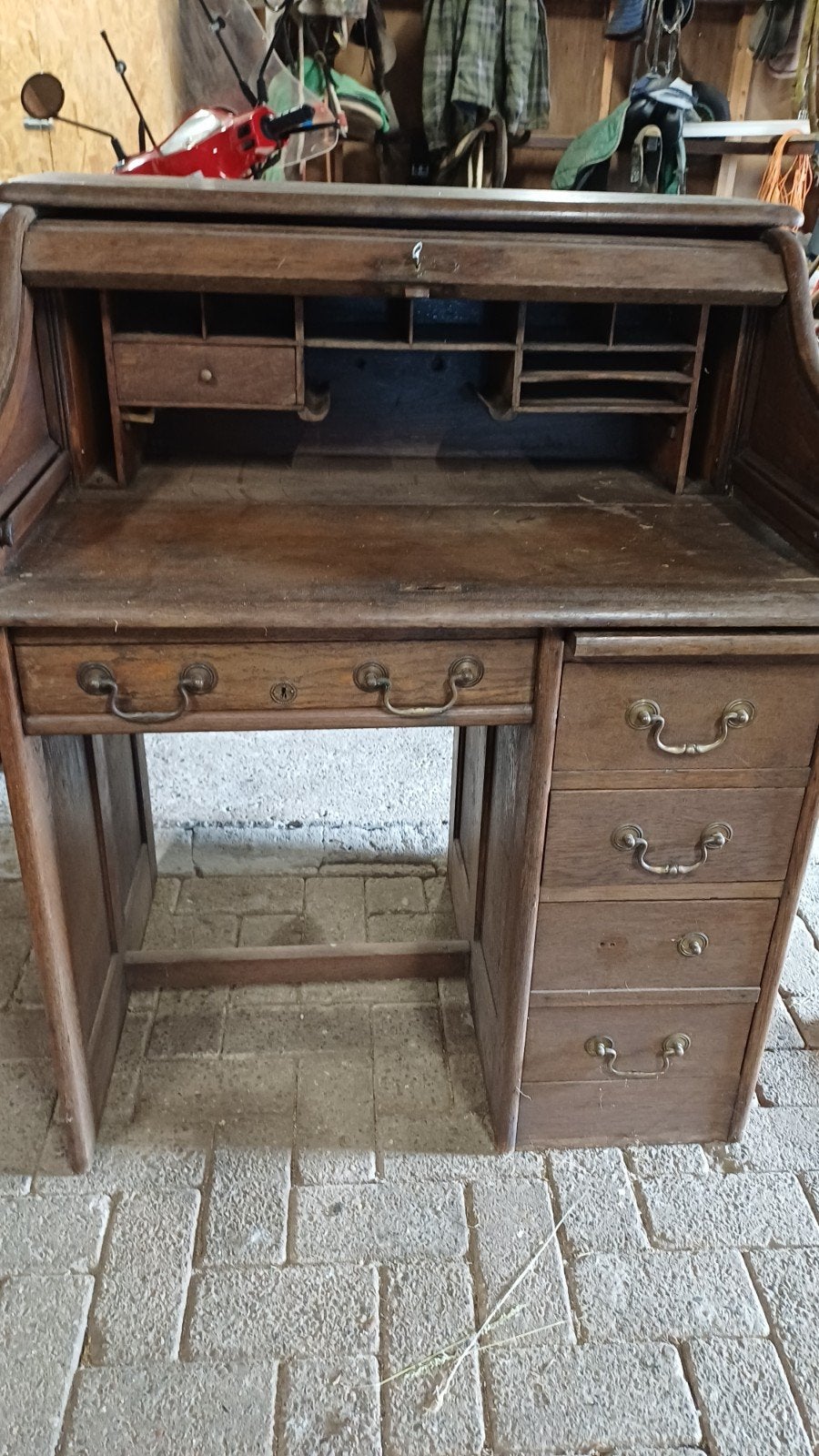 Antiek Eiken Roltop Bureau met Lades, Antiek en Kunst, Antiek | Kantoor en Zakelijk, Ophalen