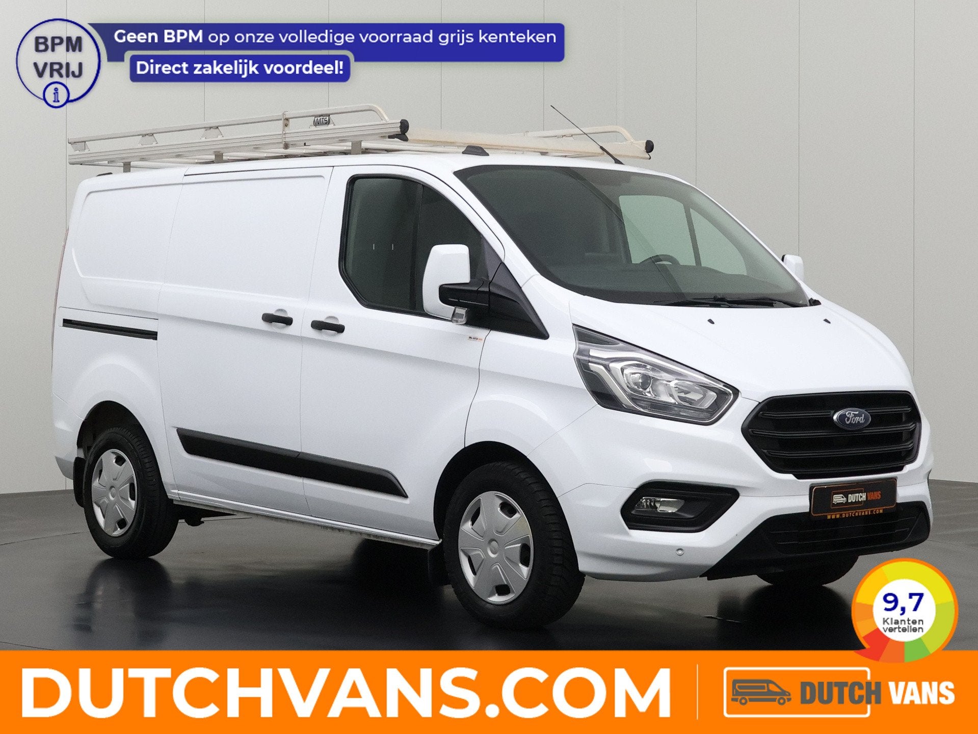 Ford Transit Custom 2.0TDCi 130PK Business | Imperiaal | Mul, Dealer onderhouden, Stof, Gebruikt, Wit