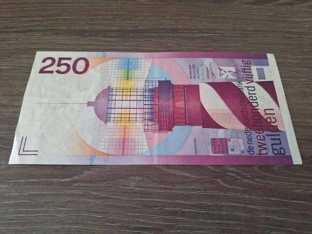 Net biljet 250 gulden Vuurtoren, 1985, Postzegels en Munten, Ophalen of Verzenden, 250 gulden