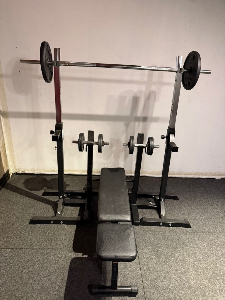 Fitnessbank met halterrek hoog én laag, Ophalen, Gebruikt, Benen, Fitnessbank