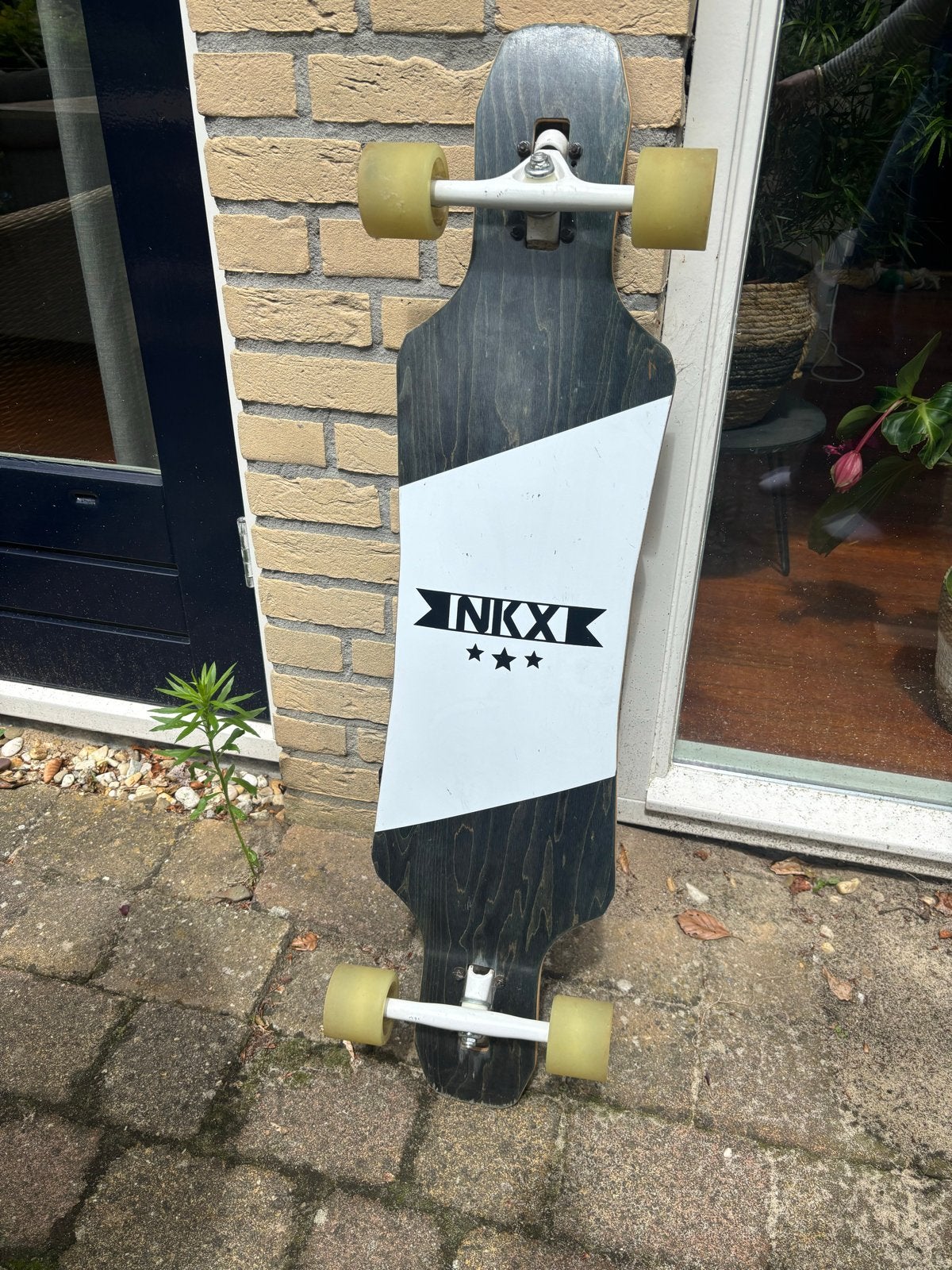 INKXX Longboard - Zwart/Wit, Sport en Fitness, Skateboarden, Ophalen of Verzenden, Gebruikt, Skateboard, Longboard