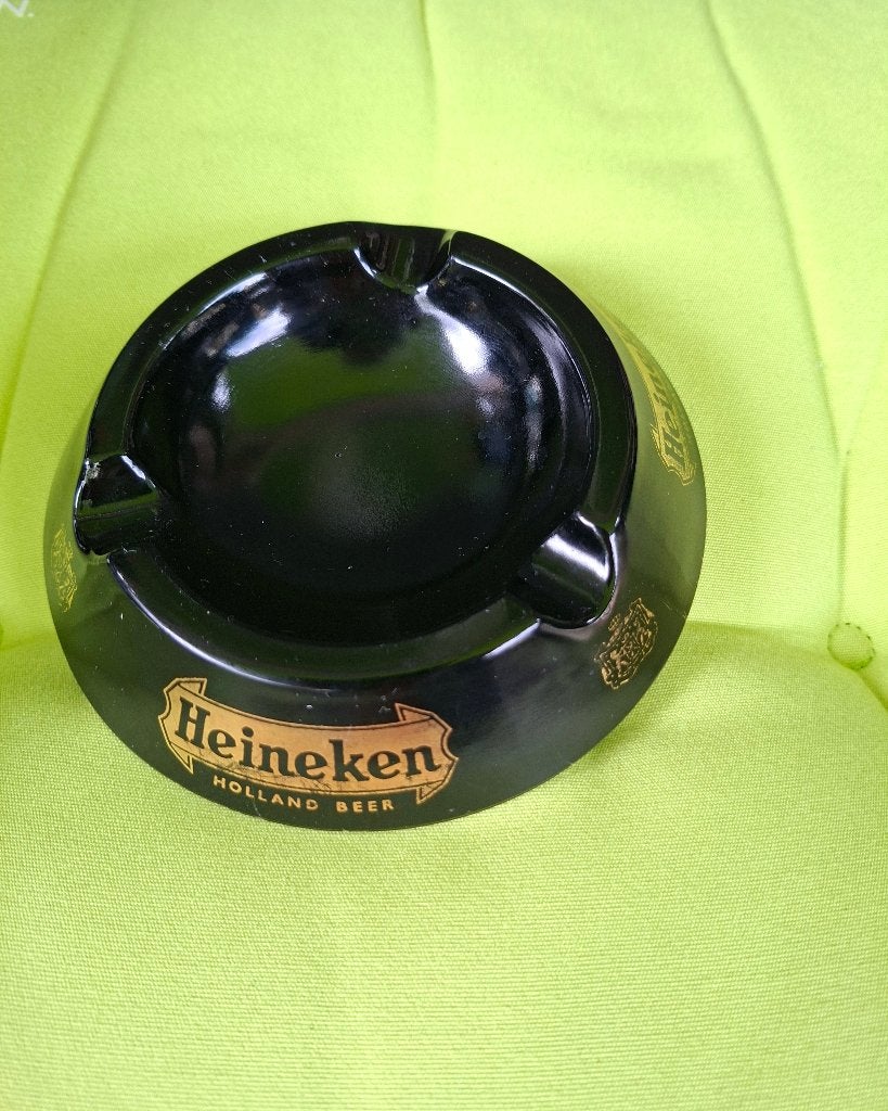 Heineken holland beer zwart glazen asbak, Ophalen of Verzenden, Zo goed als nieuw, Overige typen, Heineken