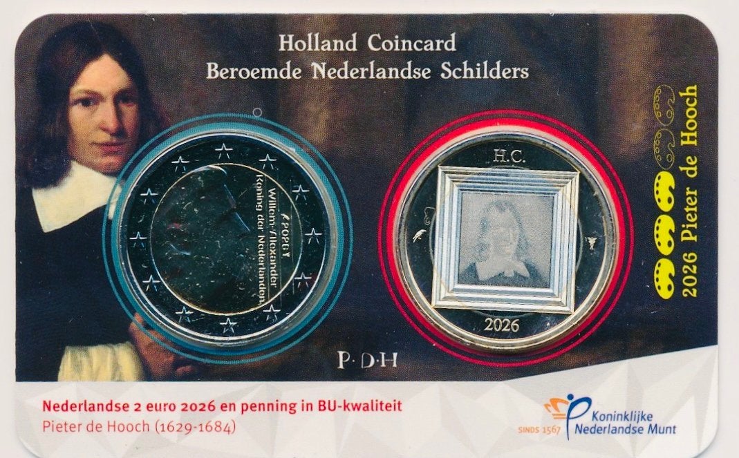 Coincard Holland Coin Fair 2026 - Pieter de Hooch (Zilver), Koningin Beatrix, Zilver, Euro's, Verzenden