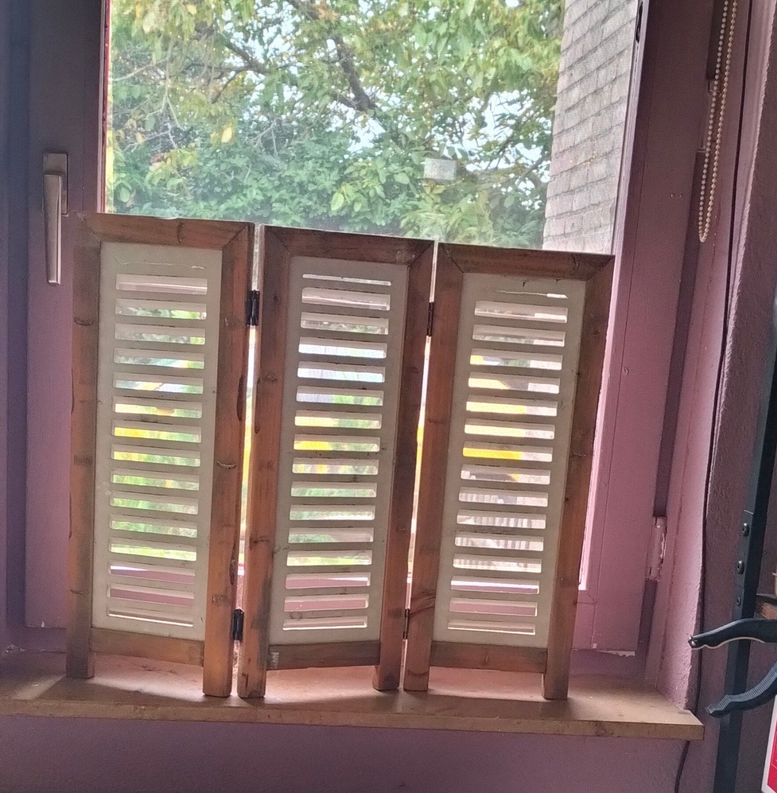 Raamscherm hout 52 cm landelijke shutter als raamdecoratie, Ophalen, Hout, Gebruikt, Landelijk