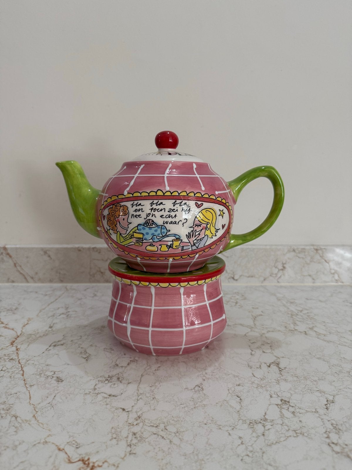 Blond Amsterdam theepot met theelichtje - Als nieuw, Ophalen, Keramiek, Zo goed als nieuw, Theepot