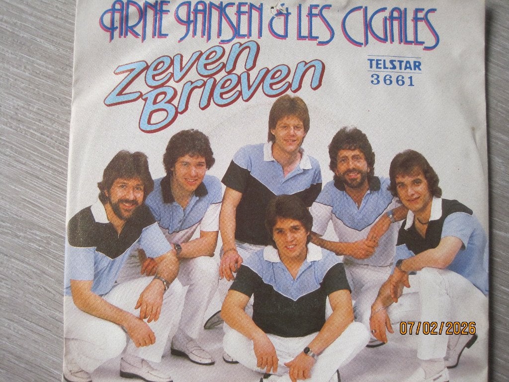 Arne Jansen & Les Cigales  -  Zeven brieven, Gebruikt, Fotohoes, 7 inch, Ophalen of Verzenden
