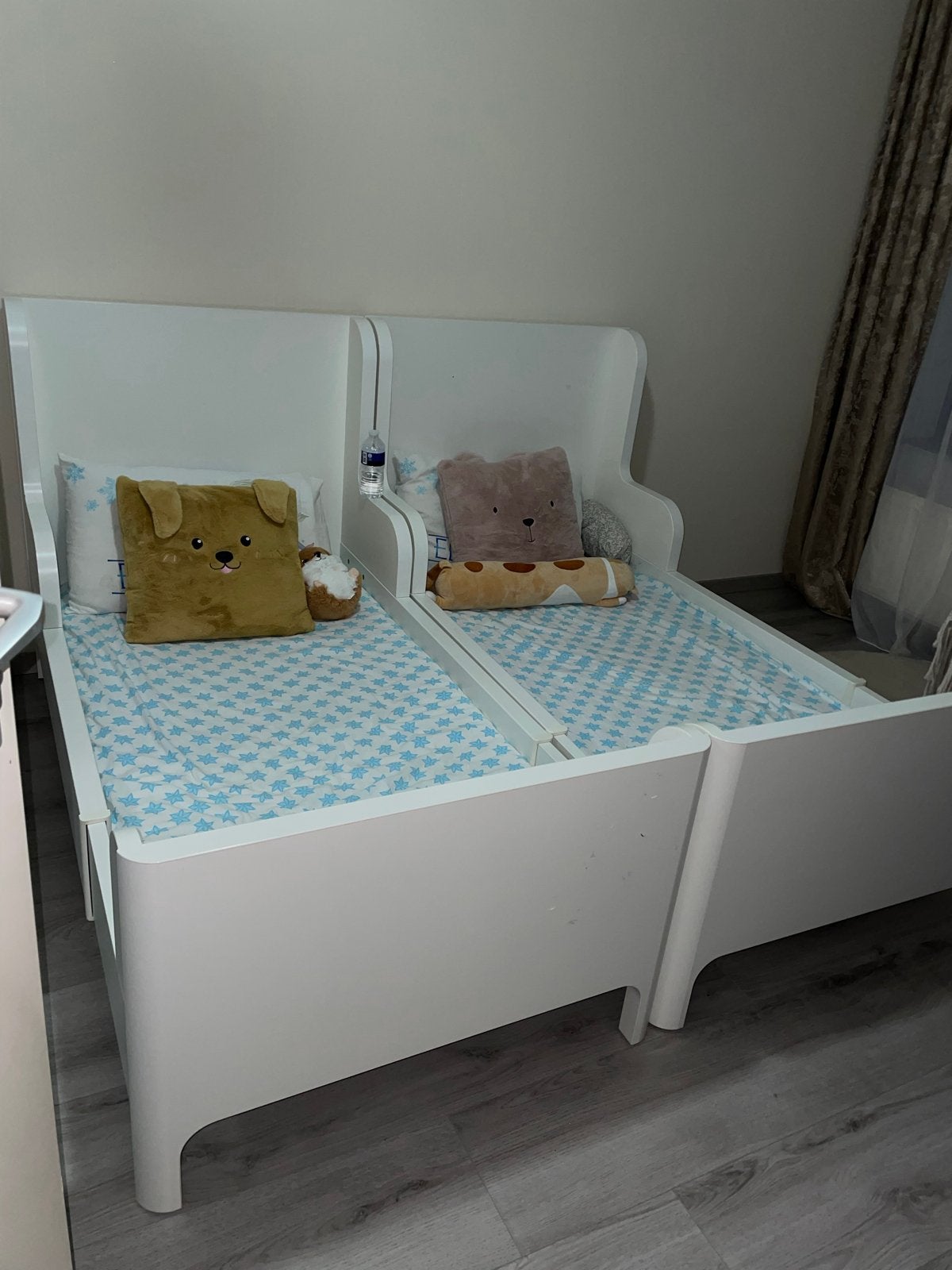 2 uitschuifbare kinderbedden met matrassen, Ophalen, Eenpersoons, Wit, Overige maten
