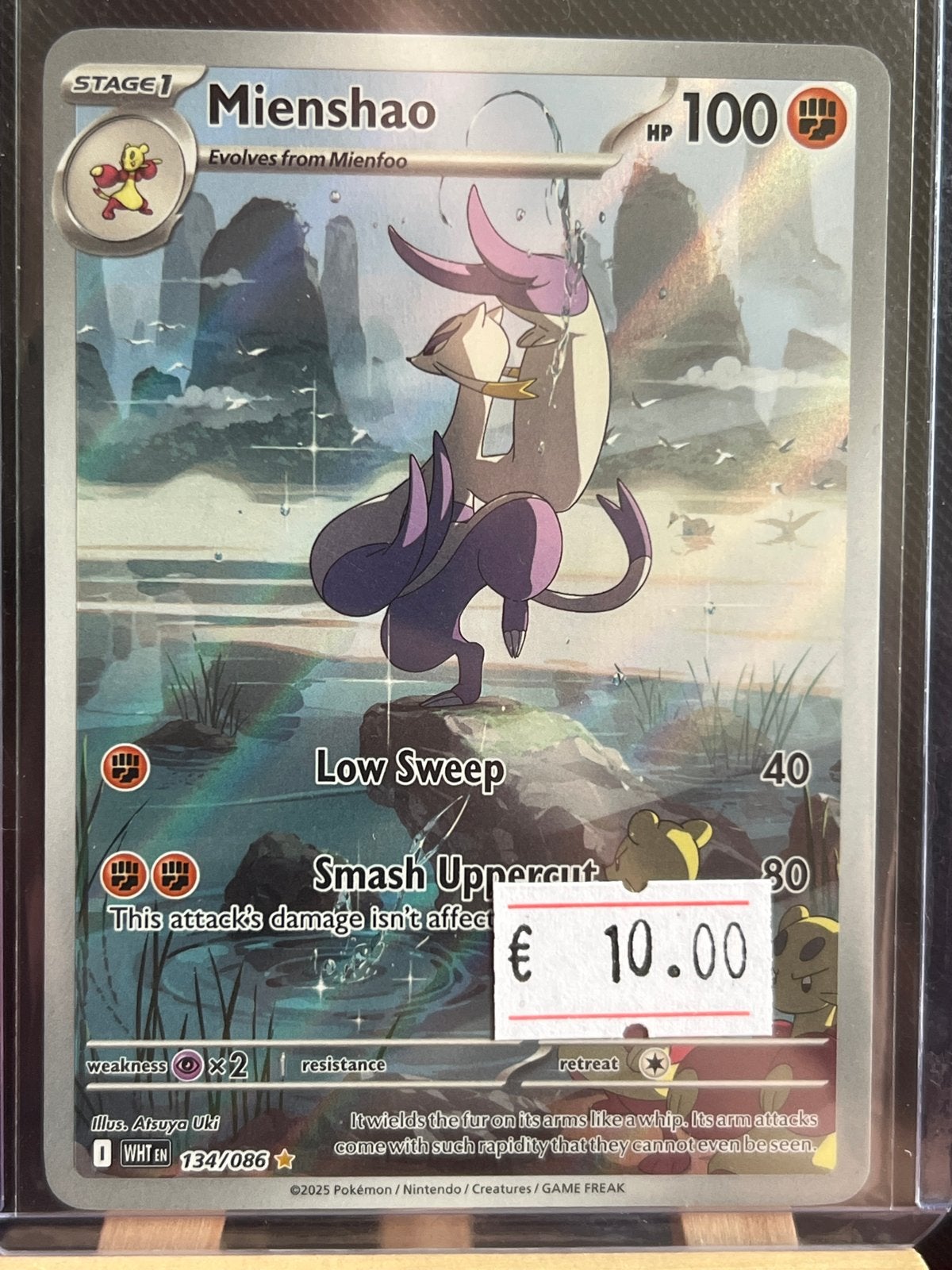 Mienshao 134/086 Holo Rare Pokémon Kaart, Ophalen of Verzenden, Zo goed als nieuw, Losse kaart, Foil