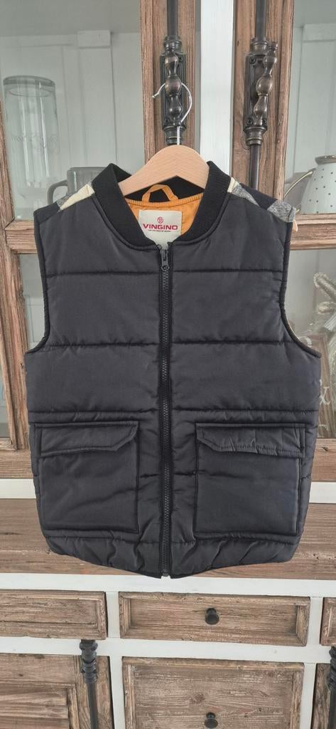 Vingino Bodywarmer Zwart Geruit Maat 140, Ophalen of Verzenden