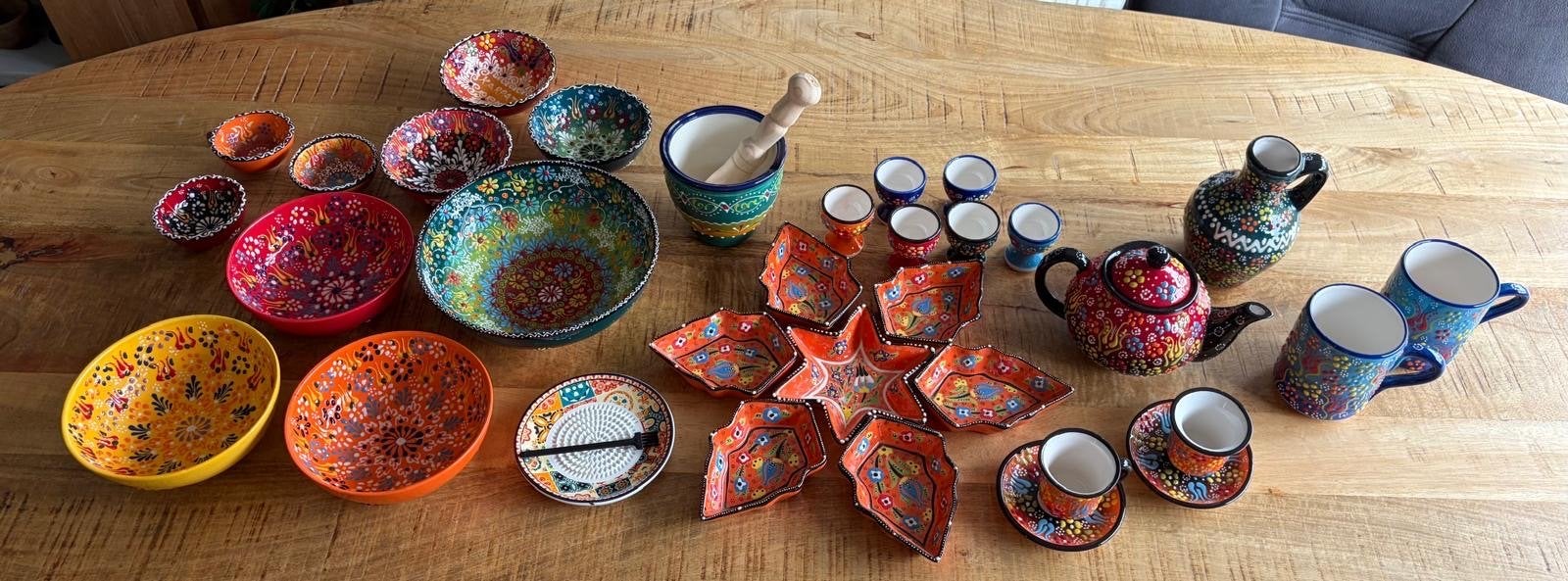 Handgemaakt Turks Servies - Compleet en Kleurrijk, Aziatisch, Overige merken, Keramiek, Ophalen of Verzenden