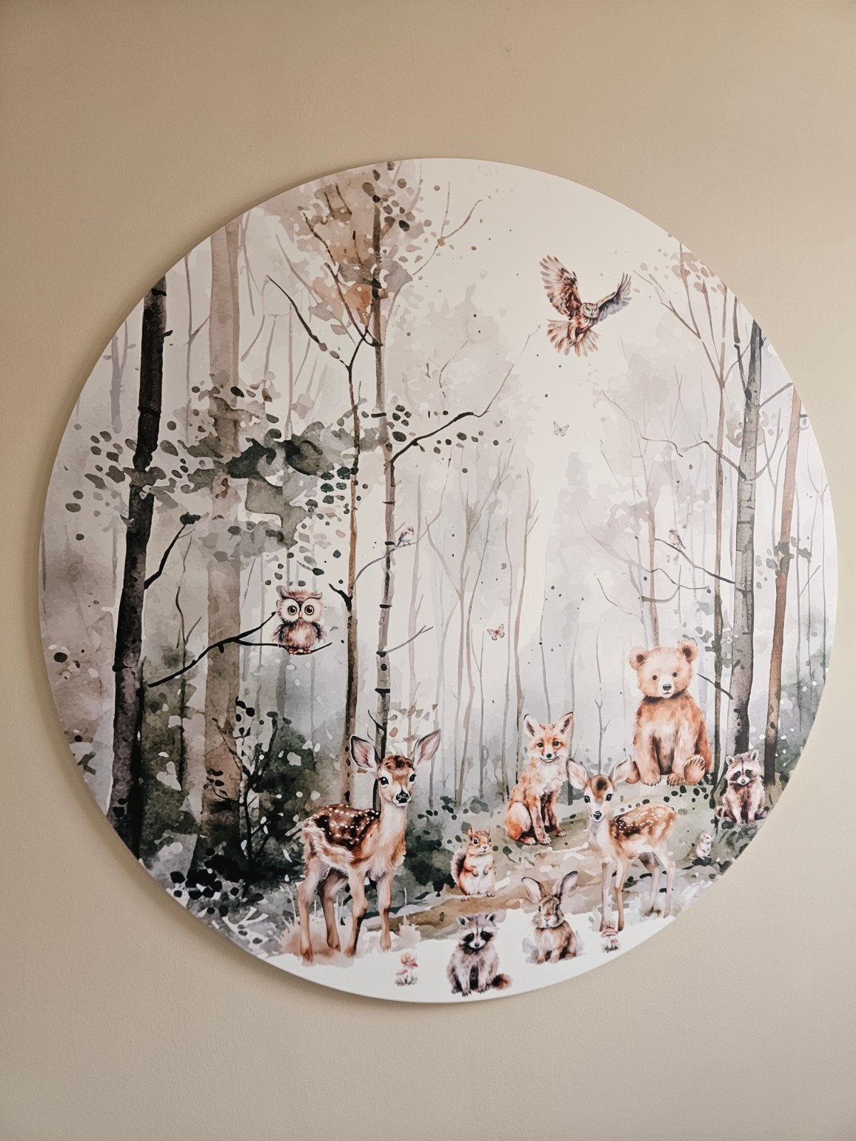 Mooie wandcirkel met bosdieren babykamer, Huis en Inrichting, Woonaccessoires | Wanddecoraties, Ophalen, Hout, Meerkleurig, Nieuw