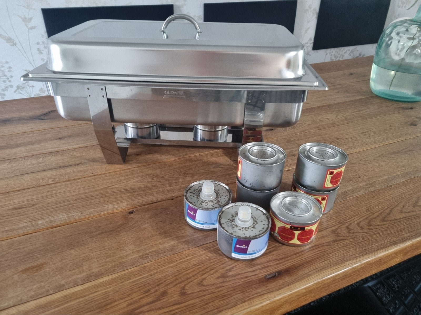 Chafing Dish RVS met brandpasta, Ophalen, Overige typen, Zilver, Zo goed als nieuw
