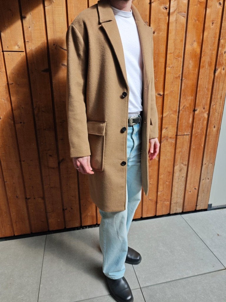 Wool Coat Abercrombie & Fitch Men S Camel, Bruin, Ophalen of Verzenden, Zo goed als nieuw, Abercrombie & Fitch