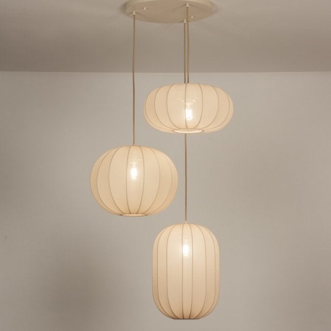 japandi hanglamp bank vide tafel hoekbank stof lampion lamp, Ophalen of Verzenden, Nieuw, Stof, Minder dan 50 cm