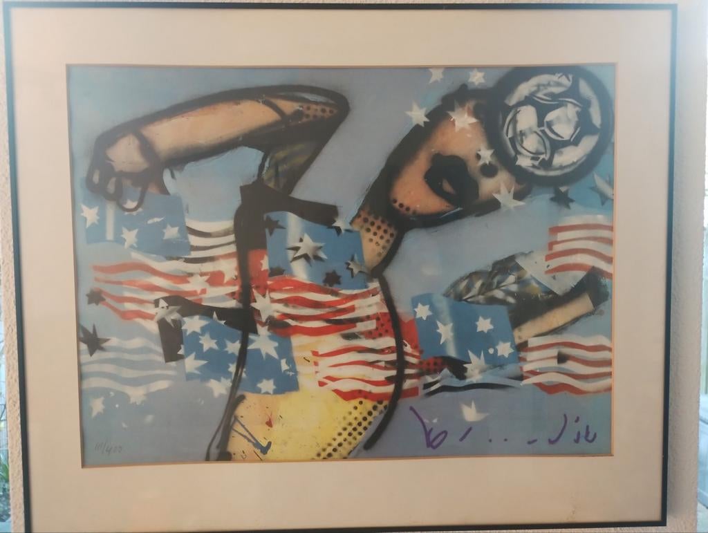 Unieke zeefdruk van Herman Brood, getiteld 'Football Fantasy, Antiek en Kunst, Ophalen