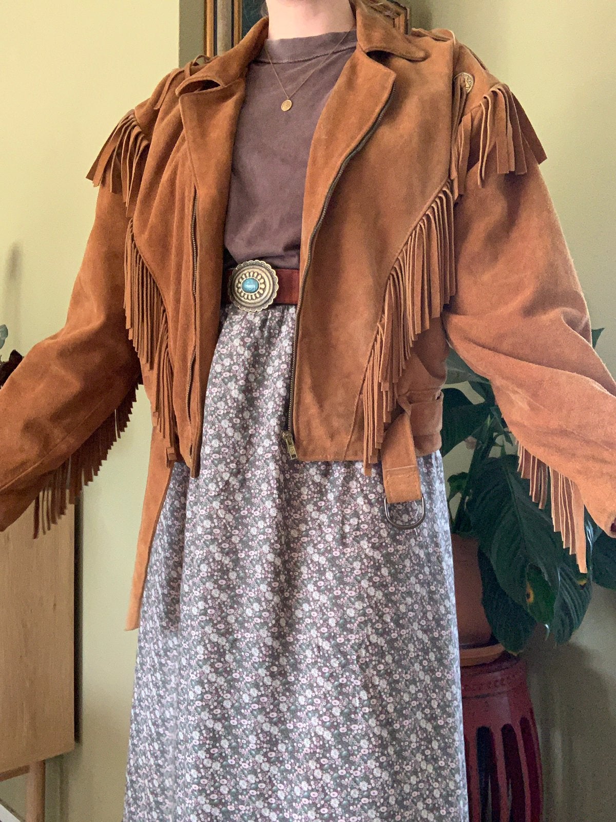 Vintage fringe jacket L bohemian bomberjack franjes, -, Maat 42/44 (L), Ophalen of Verzenden, Zo goed als nieuw