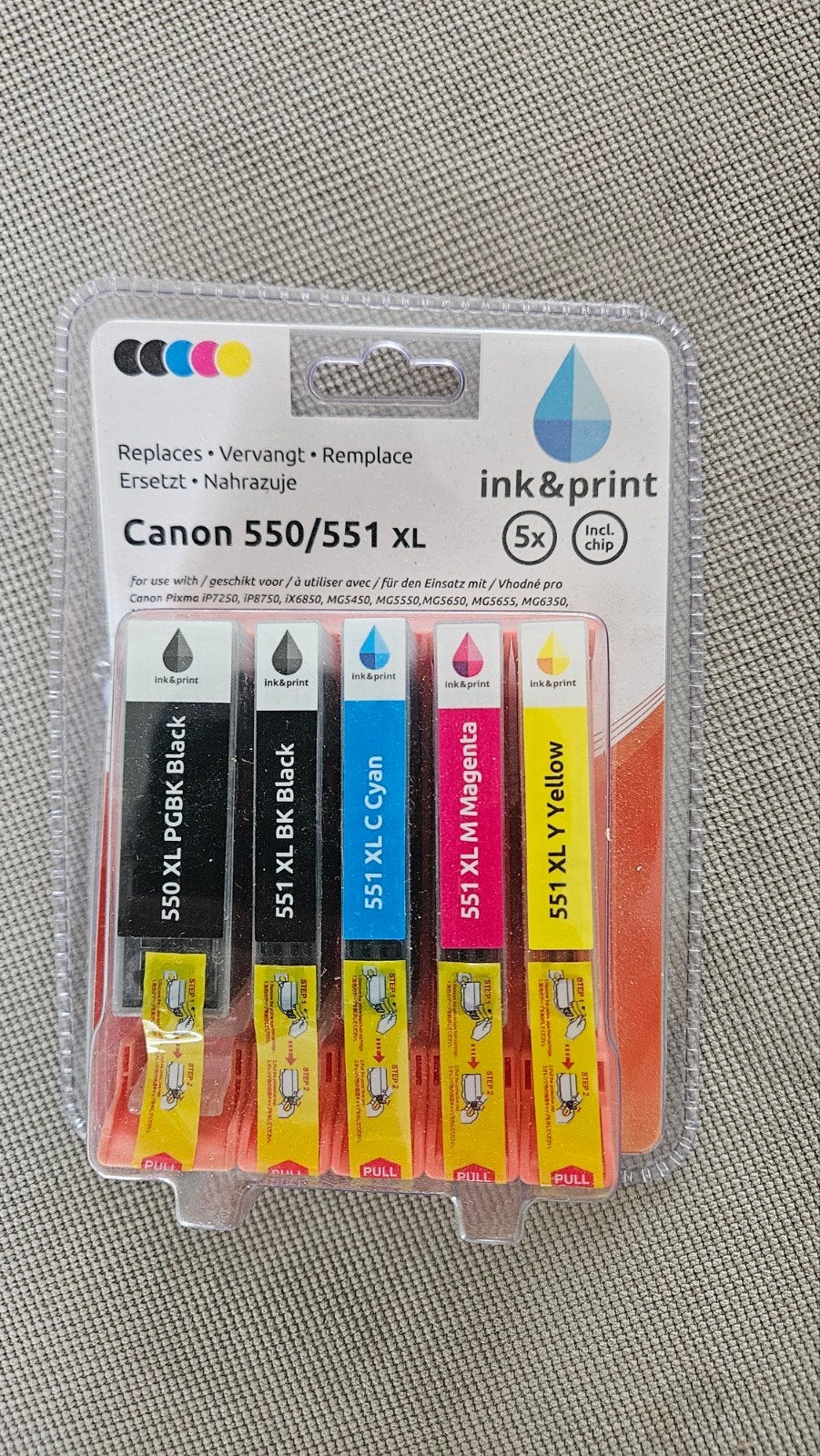 Inkt & Print Canon 550/551 XL Inktpatronen (5x), Ophalen of Verzenden, Nieuw, Cartridge, Ink & Print