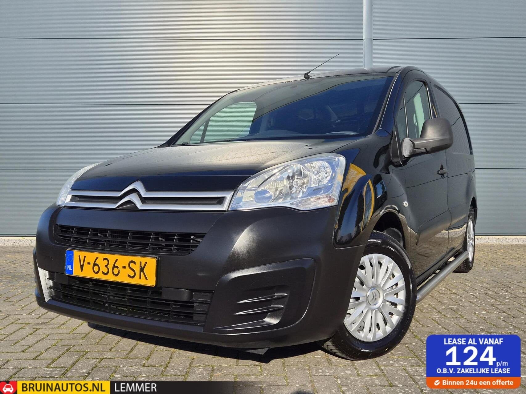 Citroen Berlingo 1.6 BlueHDI Airco Cruise Sidebars Marge, 4 cilinders, Citroën, Zwart, Bedrijf