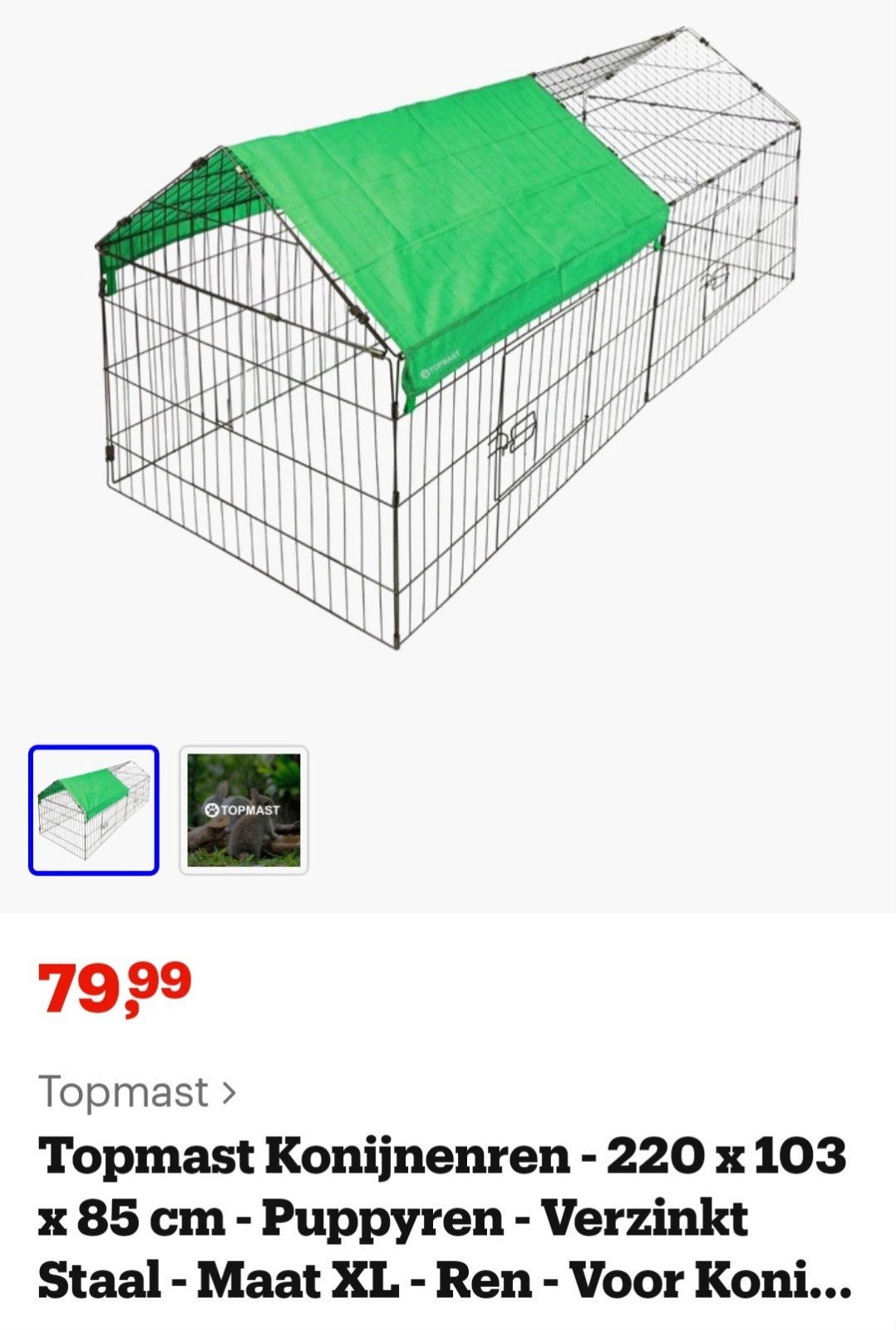 Konijnenren/kippenren, Dieren en Toebehoren, Knaagdieren en Konijnen | Hokken en Kooien, Ophalen, 110 cm of meer, 60 tot 90 cm