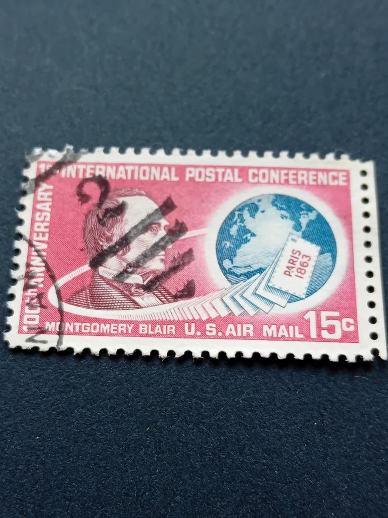 Postzegel Montgomery Blair U.S. Air Mail 15c, Postzegels en Munten, Postzegels | Nederland, Ophalen of Verzenden