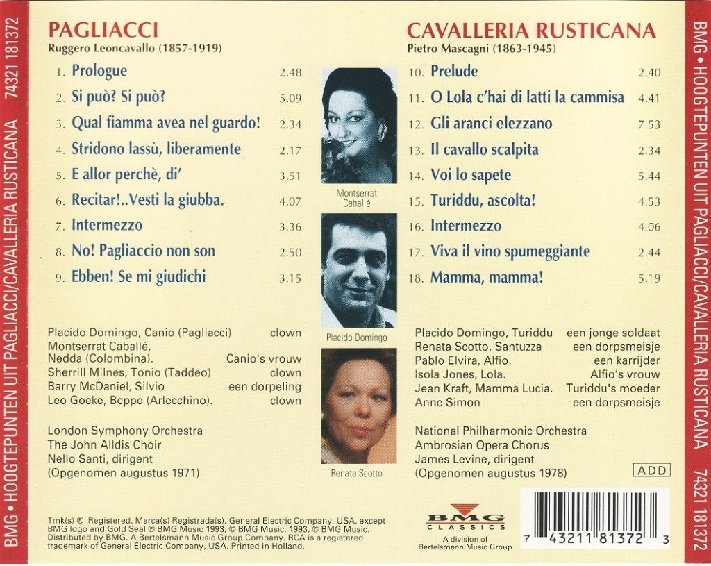 CD - Leoncavallo/Mascagni - Pagliacci/Cav. Rusticana - 1993, Gebruikt, Ophalen of Verzenden, Album, Overige typen