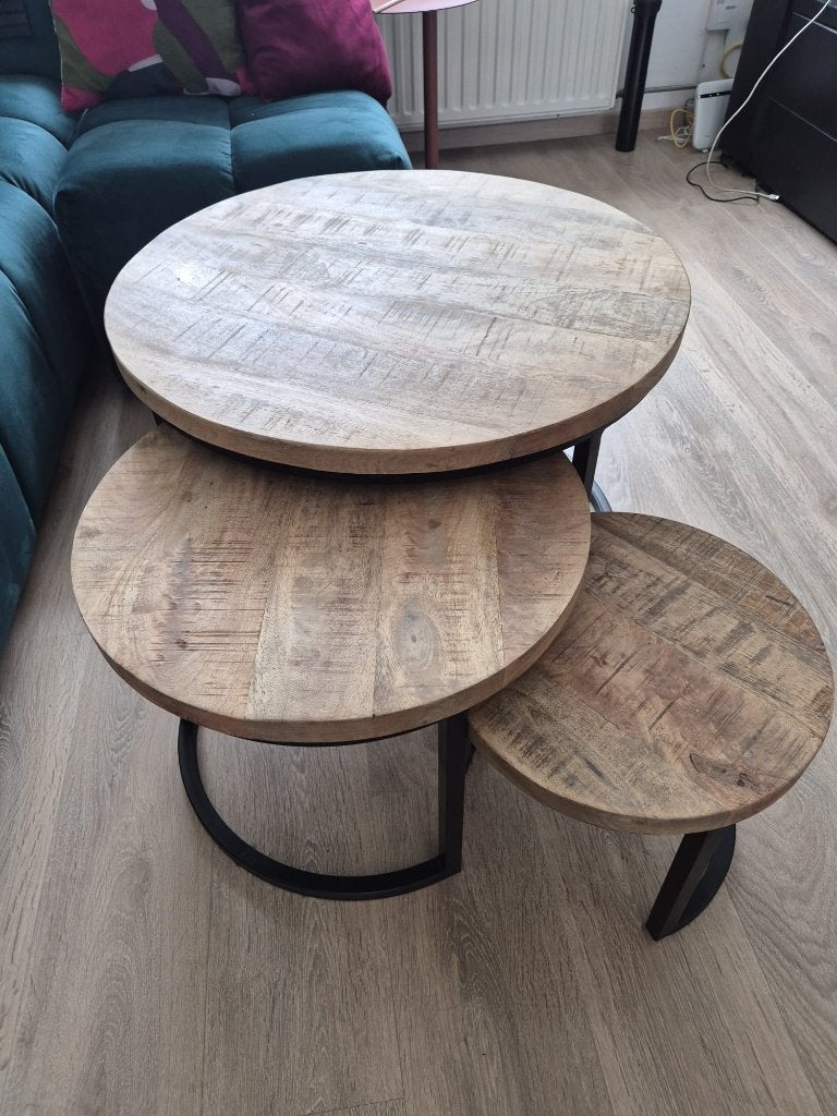 Salontafel set van 3, Gebruikt, 50 tot 100 cm, Rond, 50 tot 100 cm