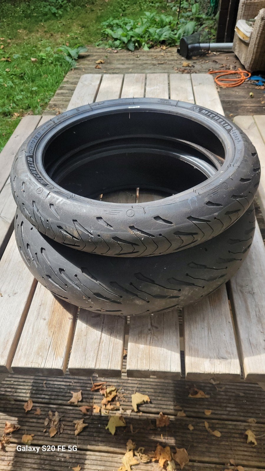 Michelin  Road 5 voor en achterband., Verzenden