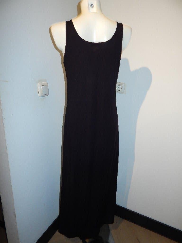 Ischiko donker bruine maxi dress stretch vintage D44, Bruin, Verzenden, Maat 42/44 (L), Zo goed als nieuw