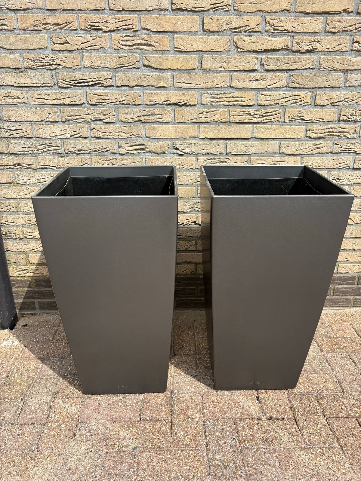 Set van 2 Lechuza plantenbakken, antraciet, Ophalen, Kunststof, Gebruikt, Minder dan 60 cm