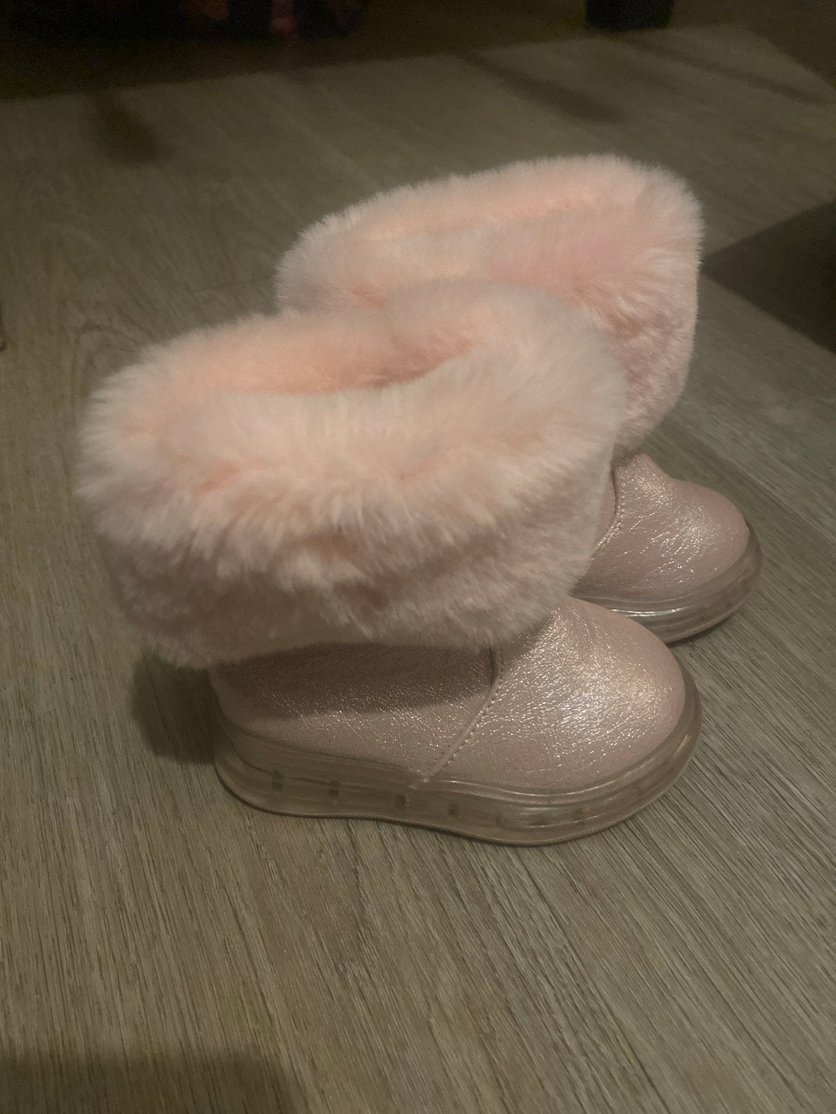 Roze glitterlaarzen met bont voor meisjes, Ophalen of Verzenden, Gebruikt, Meisje, Laarzen