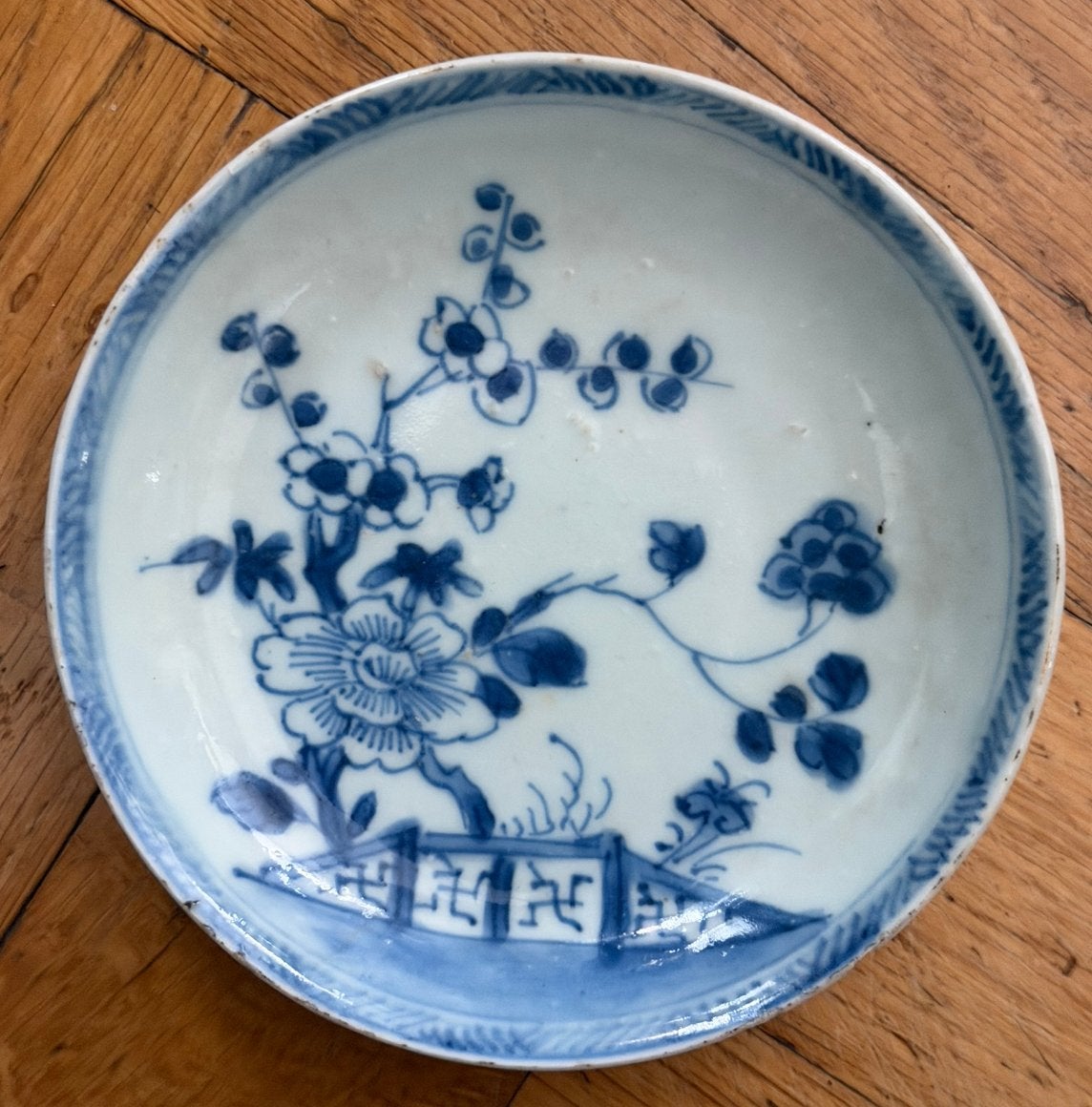 Vintage Chinees blauw wit bordje 118 mm, Verzenden