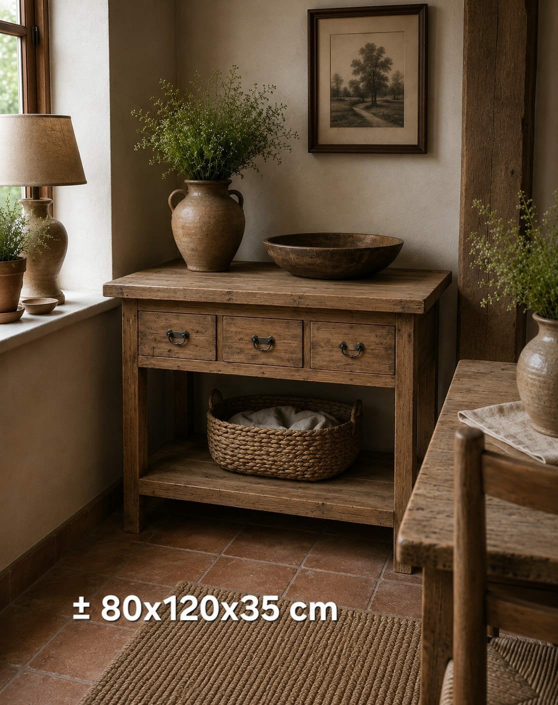 teak houten ladekast sidetable 120 cm breed, Huis en Inrichting, Tafels | Sidetables, Ophalen, 100 tot 150 cm, Nieuw, 25 tot 50 cm