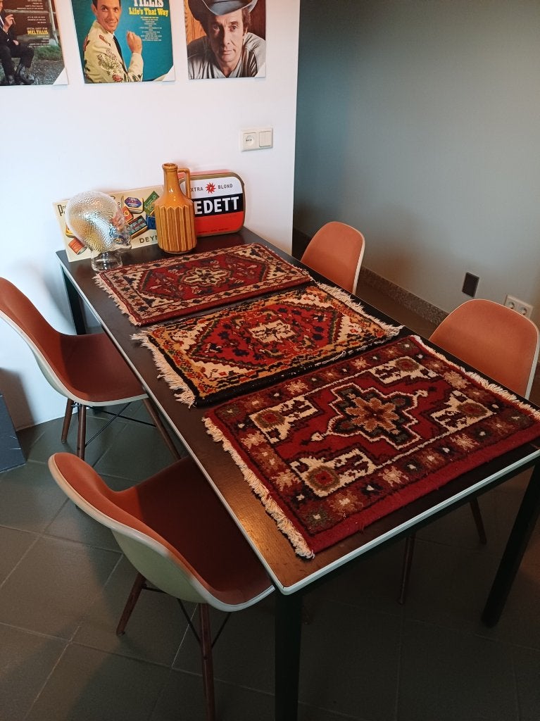 3 stuks tafelkleed vloerkleed vintage Perzisch 60 x 40 cm., Gebruikt, 200 cm of meer, VINTAGE, Rechthoekig