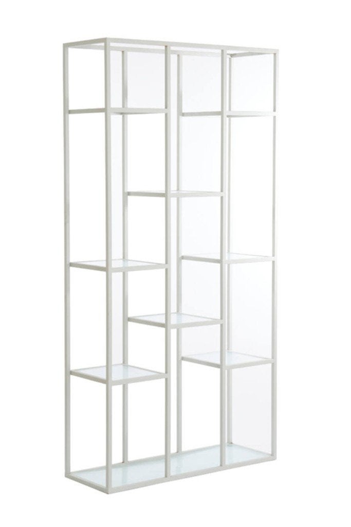 Luxe open kast wandmeubel PIUAR metaal wit & nikkel, Ophalen, Met plank(en), 200 cm of meer, Nieuw
