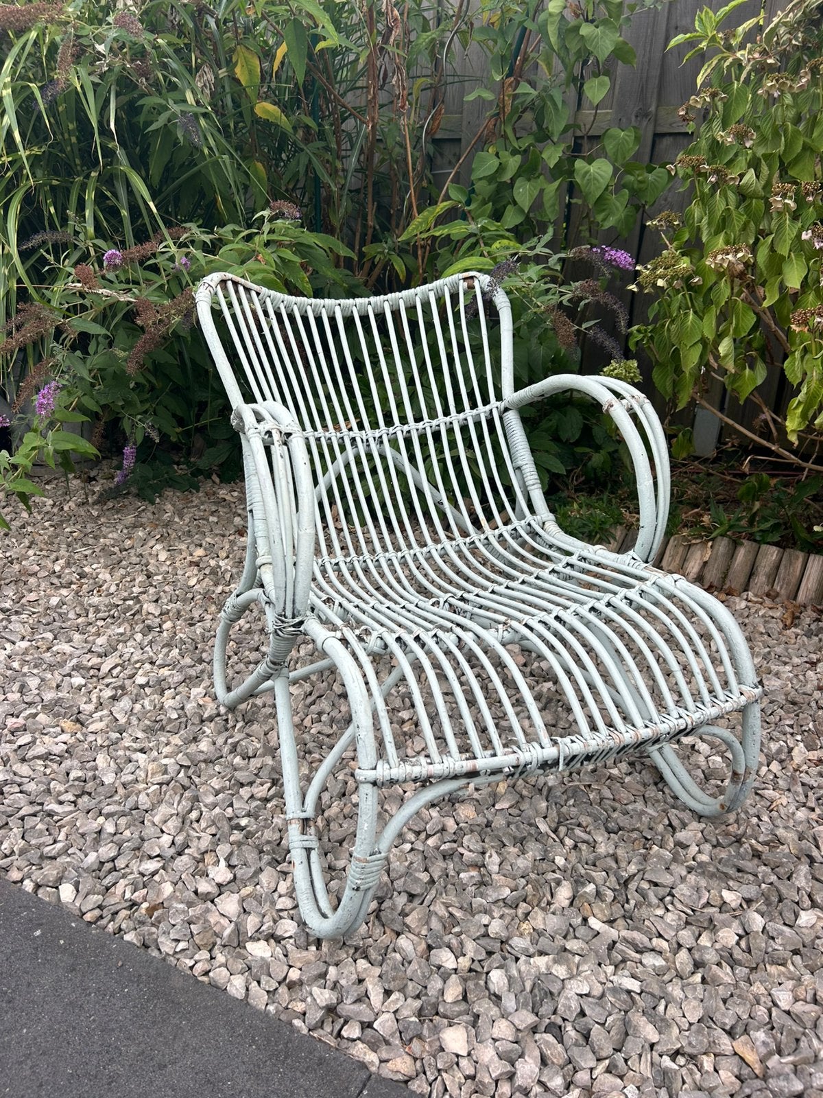 Gratis afhalen: Lage vintage rotan lig stoel boho decoratie, Ophalen