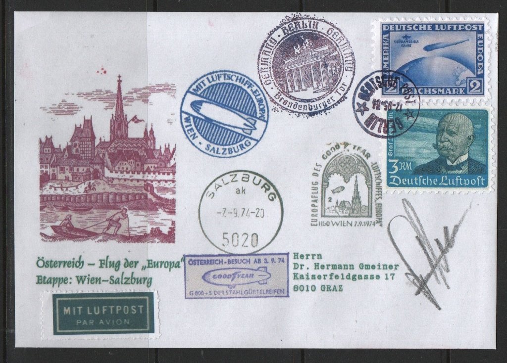 X49) brief ZEPPELIN GERMANY privé-editie, Verzenden, BRD, Gestempeld