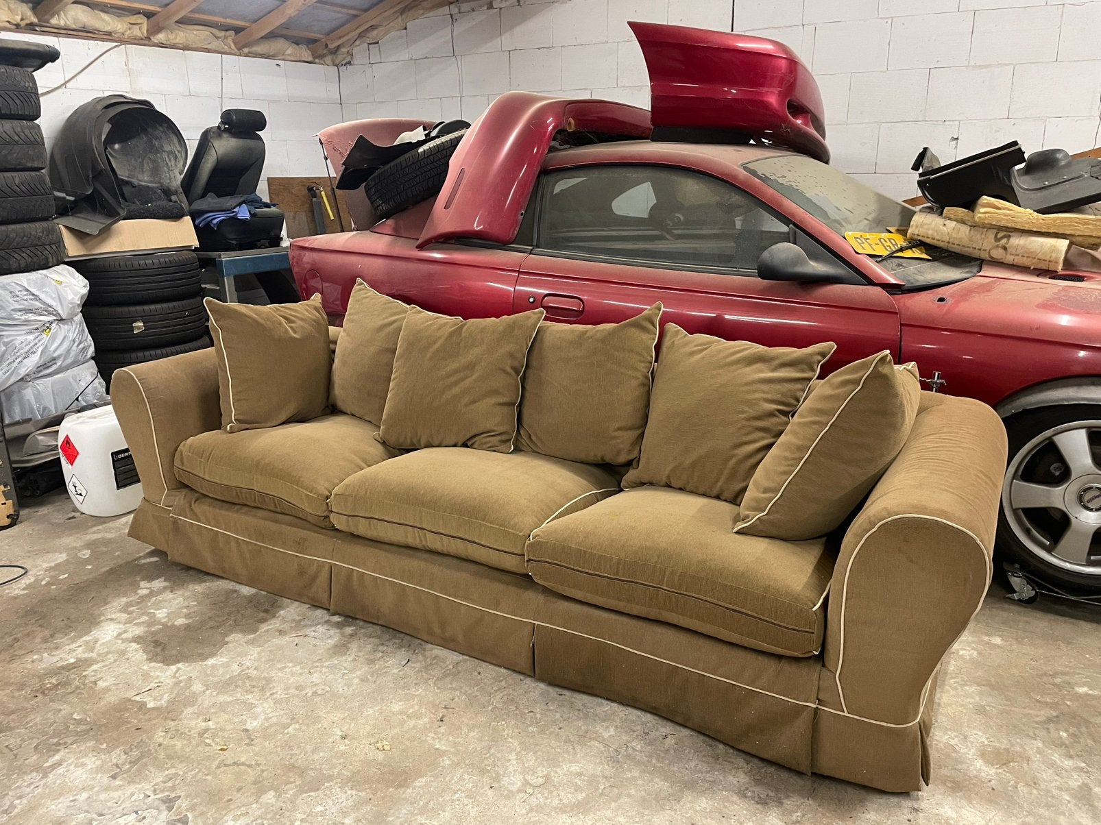 Grote Amerikaanse bank - Comfortabel en ruim, Ophalen, 250 tot 300 cm, Gebruikt, 100 tot 125 cm