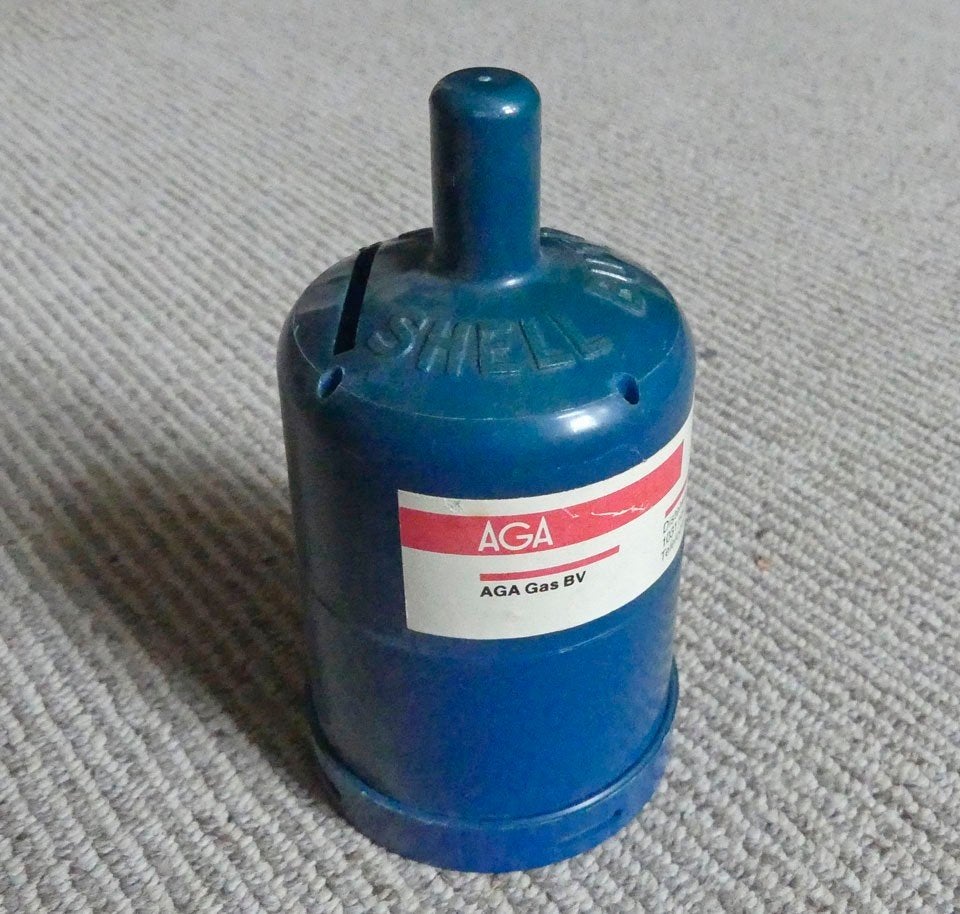 Shell Butagas spaarpotje AGA Gas spaarpot blauw kunststof, Verzamelen, Ophalen of Verzenden, Gebruikt, Kunststof, Object of Gebouw