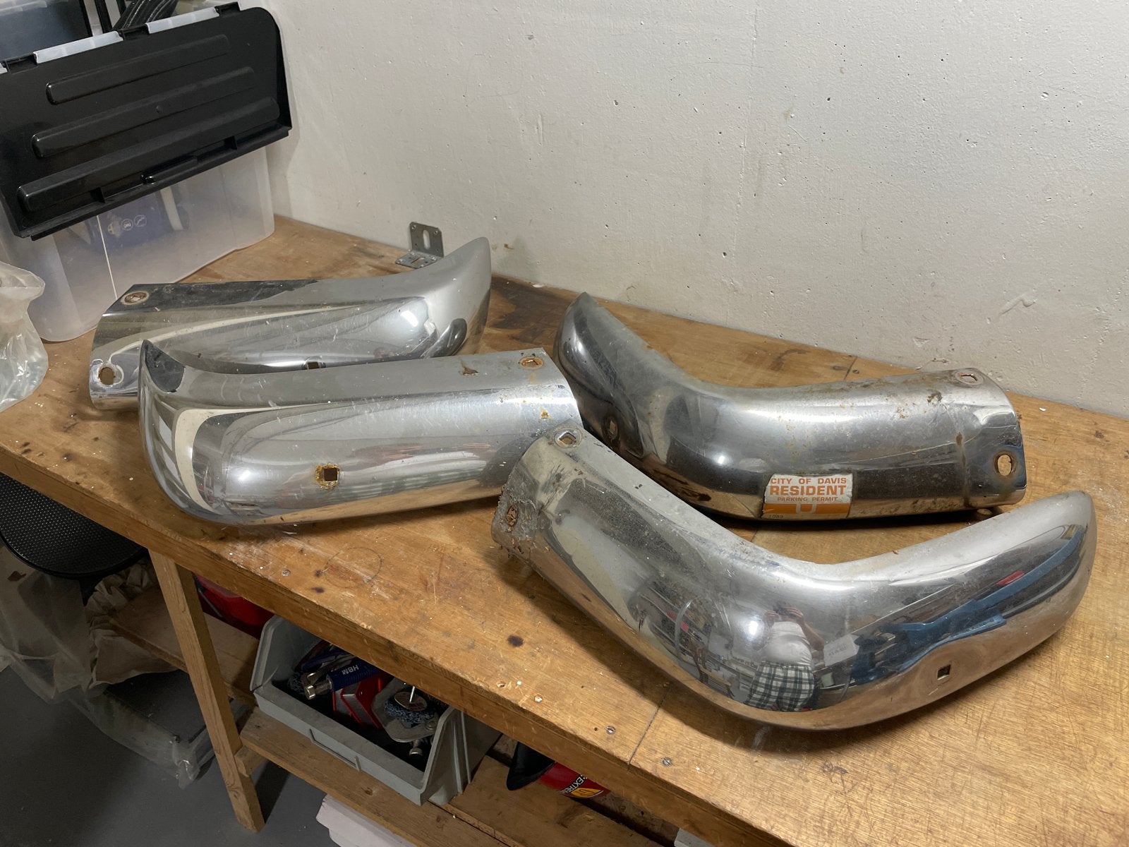 Set van 4 Chromen Bumpers - Oldtimer Onderdelen, Gebruikt, Voor, Ophalen of Verzenden, Oldtimer onderdelen