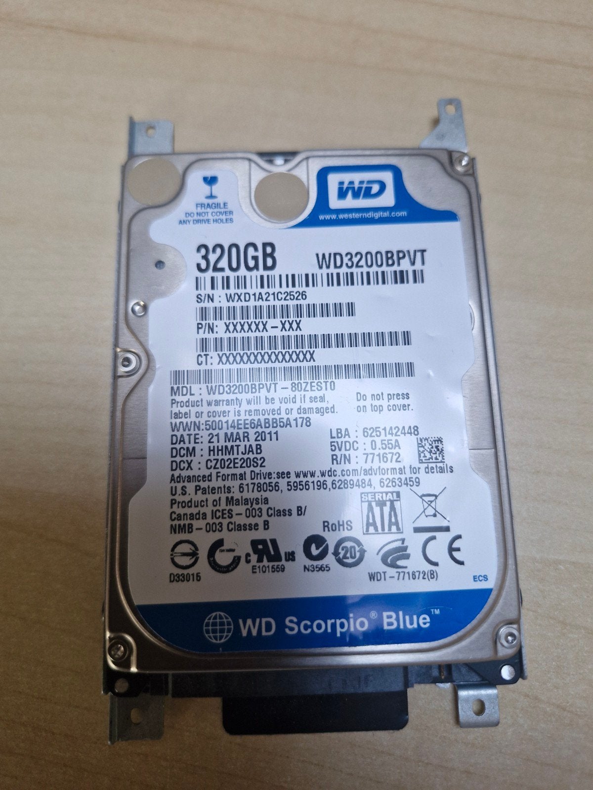 Western digital 320GB 2.5 inch sata 2 hdd, Computers en Software, Harde schijven, Ophalen of Verzenden, Laptop