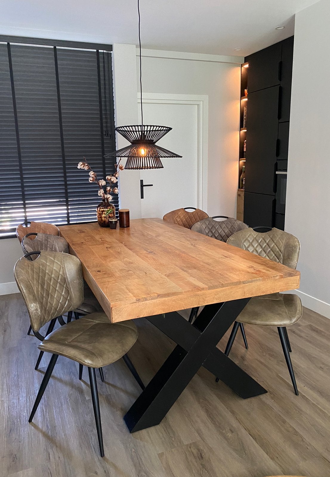 Mangohouten tafel 220 x 100, 100 tot 150 cm, 200 cm of meer, Ophalen of Verzenden, Zo goed als nieuw