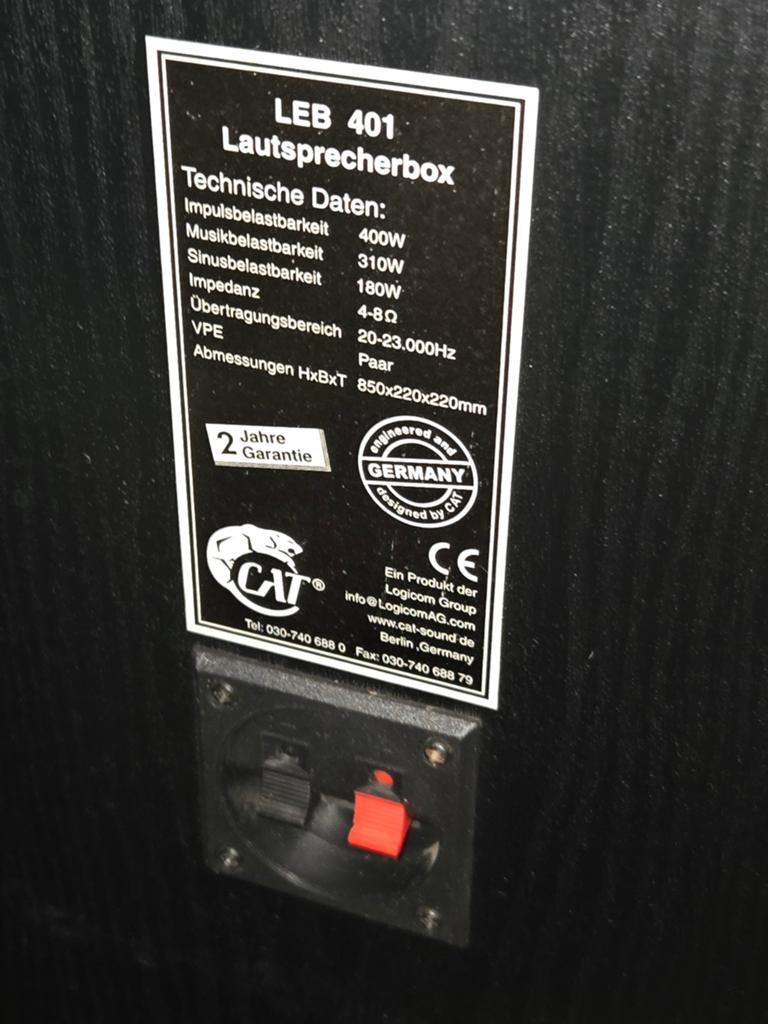 CAT LEB 401 Vloerstaande Luidsprekers - Krachtig Geluid, Audio, Tv en Foto, Luidsprekers, Gebruikt, 120 watt of meer, Front, Rear of Stereo speakers