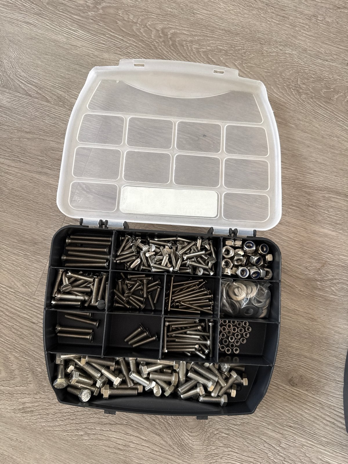 Grote set RVS schroeven, bouten, moeren en ringen, Gebruikt, Overige typen, Ophalen of Verzenden, Minder dan 50 mm